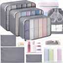 ALL INCLUDED - 12 Set Packing Cubes for Suitcases Carry On, Travel Essentials/Accessories Luggage Organizer Bags Set, Includes Cubes, Shoes Bag, Matte Cosmetic Bag, Laundry Bag (Gray)