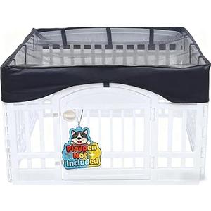 Dog Playpen Mesh Top Cover,[Play Pen Not Included] Fits 36" Inch Pet Playpen with 4 Panelsï¼ŒDog Cage Covers Puppy Play Pen Cover,Indoor/Outdoor Use,Easy to fold for Portability