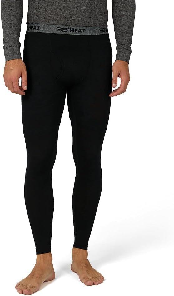 32 Degrees Heat Mens Thermal Baselayer Legging  Lightweight Long Johns Cold Weather Layering (X-Large, Black)