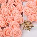 Artificial Rose Flower Heads, 100pcs Peach Roses Artificial Flower Foam Rose for DIY Wedding Bouquets Centerpieces Arrangements Party Baby Shower Home Decor (Stemless, Peach)