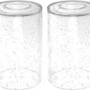2 Pack Clear Seeded Glass Shade, Cylinder Light Fixture Replacement Globe or Cover with 1-5/8-Inch Fitter for Chandelier Wall Sconce Pendant Light, G0004