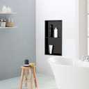 No Tile Shower Niche Stainless Steel Wall Niche 12" X 24" Two-Tier Bathroom Shelf No Tile Needed Recessed Niche Shower for Bathroom Storage, Matte Black, 12W * 24H