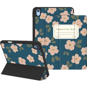 Case for iPad Air 11 Inch M4/M3/M2(2026/2025/2024), iPad Air 5th/4th Generation(2022/2020) 10.9 Inch, Protective Case with Pencil Holder, Trifold Stand Cute Cover for Girls, Blue Book