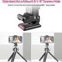 Metal Phone Tripod Mount 3 Cold Shoes & Arca Port, 360 Smartphone Tripod Adapter for iPhone 17 16 15 Cell Phone Stand Holder for Desktop Video Live Streaming Vlogging Rig