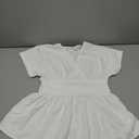 Astylish Women's Elegant Wrap V Neck Peplum Tops Cap Sleeve Stretchy Ruched Ruffle Dressy Blouses Shirts (White, L)