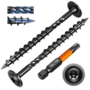 Wood Structural Screws Lag Screws Timber Screws Star Head Exterior Heavy Duty Rust Resistant Star Drive Bit Included (#14 x 5, Black, 50 pcs)
