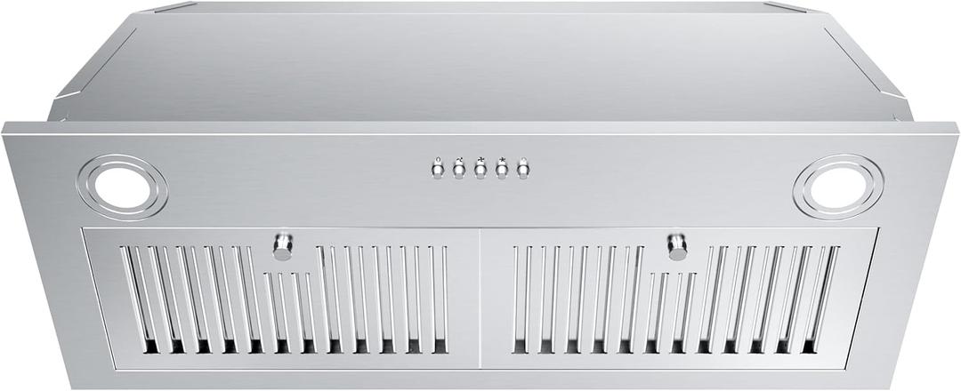 FIREGAS Range Hood Insert 30 inch, Built-in Kitchen Hood with 600 CFM, Ducted/Ductless Convertible Kitchen Vent Hood, Stainless Steel Stove Hood with Push Button, Baffle Filters and Charcoal Filters