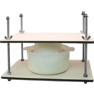 PetriStor Wooden Cheese Press for Cheese Making Supplies 12 in Metal Guides and Cheese Mold with Follower Piston 1.3Qt - Small Home Supply Cheese Press Machine - Prensa Para Queso Casero