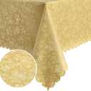 Romanstile Vinyl Tablecloth Rectangle, 100% Waterproof Outdoor Heavy Duty Table Cloth with Flannel Backing, Wipeable Washable Plastic PU Table Cover for Kitchen, Dining (Rose Gold, 52 x 70)