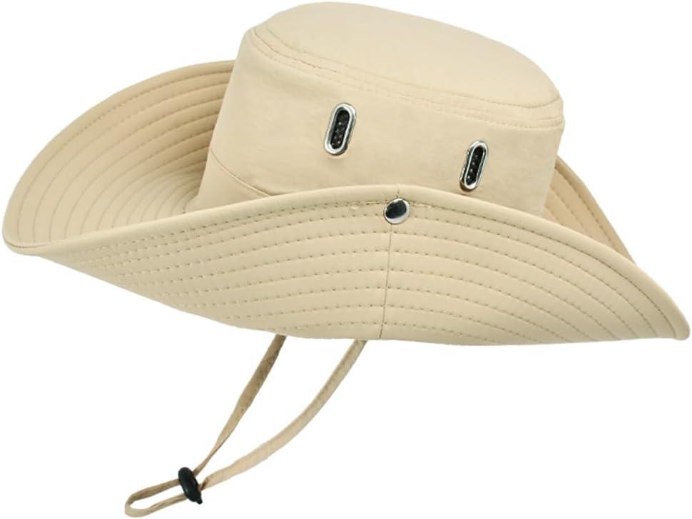 Fishing Hat for Men Women, Wide Brim Summer Safari Hat, UDF 50+ UV Protection Sun Hats, Bucket Hiking Beach Hat (Beige)