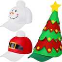 Liitrsh 3 Pcs Christmas Hats Santa Baseball Cap Merry Christmas Trucker Hat Funny Xams Tree Topper Santa Ball Cap for Adults Women Men Party Supplies Gifts
