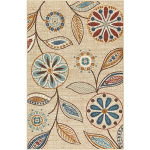 Maples Rugs Reggie Floral Kitchen Rug - Made in USA - Washable, Non Slip Indoor Carpet for Entryway, Foyer, Kitchen, and Bathroom, 2'6 x 3'10, Beige