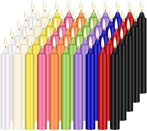 YOROXRG 100 pcs Spells Chime Candles Unscented Assorted Colors Mini Taper Candles | 4" Tall x 1/2" Diameter | Great for Casting Chimes, Rituals, Spells