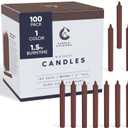 Candle Charisma 100 Brown Spell Candles - 4" Unscented Paraffin Chime Candles, Smokeless & Dripless, Colored Candles, 1.5 Hours Burn Time 0.4" Thick Taper Candles for Rituals, and Parties