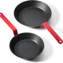 SENSARTE Nonstick Frying Pan Set 2-Piece, Oven Safe Skillets with Swiss Coating, Induction Compatible Chef Pan Set, Dishwasher Safe Cooking Pans, Anodized Frying Pans, PFOA Free, 8 and 10 Inch (Red)