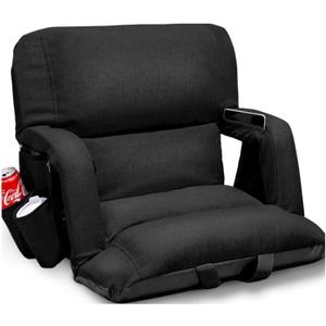 26" Extra Wide Stadium Seats with Back Support, 4'' Thick Comfy Cushion, Bleacher Seats with Armrest & 6 Reclining Positions, Floor Chair for Adults, Kids, Stadium Chair for Baseball, Basketball