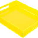 Large Acrylic Tray Ottoman Coffee Table Tray with Handles 17x13'' Decorative Serving Platter for Food Tea Dinner Snack Eating Bar Party, Neon Yellow