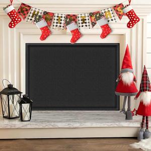 CADARA Fireplace Blocker Blanket Stops Heat Loss, Magnetic Fireplace Draft Stopper, Indoor Fire Place Draft Cover with Hook and Loop Tapes, Cold Air Blocker Save Energy, Black 36" W x 24" H