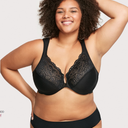 Glamorise Women's Plus Size Wonderwire Front-Closure Bra Underwire Black 42D