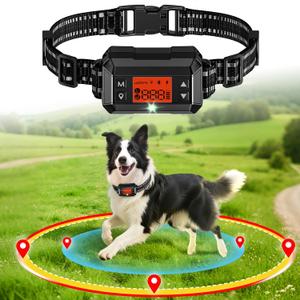 GPS Wireless Dog Fence System, Electric Dog Fence, IPX7 Waterproof Rechargeable Collar Receiver,Radius from min 33 to max 999 Yards, Electric Dog Fence with No Wire Circular Boundary,Outdoor Use Only2