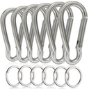 6PCS Carabiners, LDJZON Aluminum Carabiner Clip Spring Snap Hook with 6PCS Keyrings Keychain Hook for Keys, Backpack, Camping Lamp, Water Bottle (2.68 inch)
