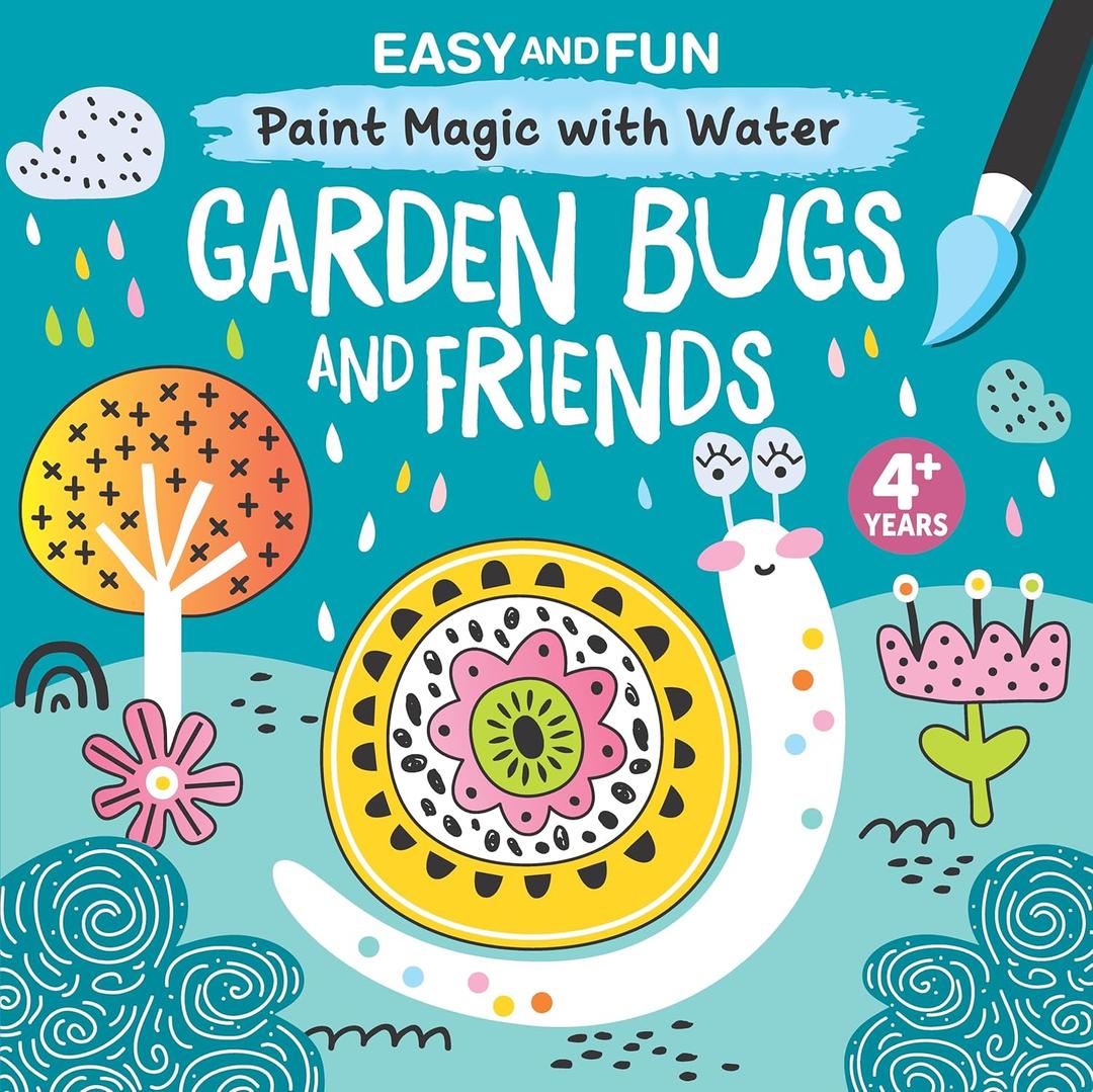 Easy and Fun Paint Magic with Water: Garden Bugs and Friends (Happy Fox Books) Paintbrush Included - Mess-Free Painting for Kids Ages 4-7 to Create Pictures of Ladybugs, Butterflies, Snails, and More