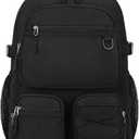 Lohol Water Resistant Daypack with Mulitiple Pockets for School Travel Outdoor College, 15.6 inch Laptop Backpack for Men and Women (Black)