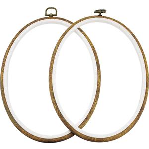 guofa 11'' Oval Embroidery Hoop for Cross Stitch, 2PCS Imitated Wood Pastic Hoops for Arts Hanging Decoration
