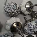 Set of 12 Pieces Leaf Floral Ceramic White Cabinet Knobs Furniture Handle Drawer Pull Vintage Designer (Black)