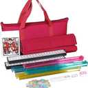 F2C American Mah Jongg Mahjong Set 166 Tiles, 4 Colors All-in-One Rack/Pushers, Red Soft Bag and Accessories –Classic Full Size Complete Mahjongg Mah Jong Set (Red)