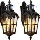 VIANIS 16.4" Outdoor Motion Sensor Light, 2 Pack Vintage ORB Porch Lights Outdoor Lantern, Dusk to Dawn Outside Light Fixtures Wall Mount, Aluminum Exterior Lighting Fixtures for House, Garden, Patio