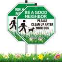 Clean Up After Your Dog Sign with Stake, 2 Pack 10"W x 28"H Aluminum Be A Good Neighbor, Pick Up After Your Dog Sign for Yard, No Poop Lawn Sign, UV Protected & Waterproof, Easy to Install