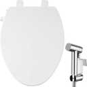 Bidet Toilet Seat for Elongated Toilets and Sprayer Handheld Toilet Adjustable Water Pressure and Self-Cleaning Dual NozzlesExclusive Single Nozzle High Pressure Mode for Cleaning Stubborn Stains