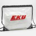 10 clear drawstring bags, red logo, black straps