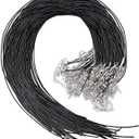 Selizo 50Pcs Necklace Cord Black Waxed Cotton Cord for Necklace Making and Bracelet Making