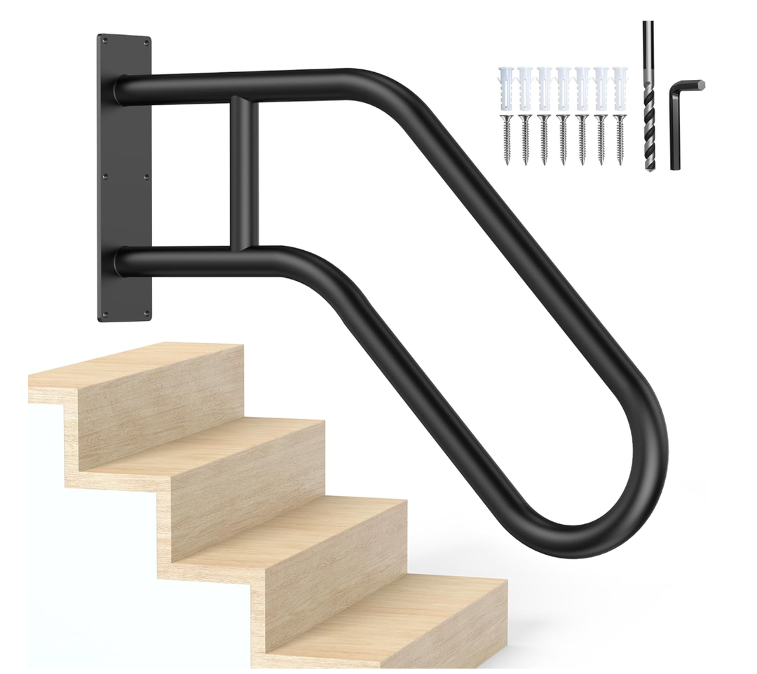 Handrails for Outdoor Steps,Stair Railing Indoor1-3 Step,Porch Railing & Deck Hand Rail Wall MountStair Hand Grab Bars,U-Shaped Safety Handrails