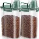 TBMAXS 2 Pack 3 Lbs Dog Cat Food Storage Containers for Travel, Portable Pet Food Storage Container, Easy-Pouring Bird Seed Dispenser, Airtight Rice Cereal Oatmeal Flour Holder -Pine Green