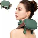 Bionic Neck and Back Massager, 2-Level Heated Shiatsu Massager, 4D Deep Tissue Kneading Massage,Simulated Hand Massage for Pain & Muscle Relief (Green)