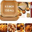 150Pcs Air Fryer Paper Liners 9.5 INCH [ Fit 5-10 QT] Parchment Paper,Disposable Square Paper for Air Fryer Non-stick Oil-proof Waterproof for Baking,Microwave,fathers day for dad