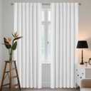 Joydeco 96 Inch 60% Blackout Curtains 2 Panels, Semi Sheer Blackout Curtains for Bedroom, White Curtains, Black Out Drapes for Living Room, Rod Pocket Back Tab Drapes(W52 x L96 Inch,Pure White)