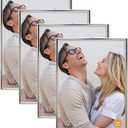DECANIT 4x6 Picture Frame Metal, Thin Profile Photo Frame 4 by 6 Inch, Display for Wall Mounting or Tabletop Pack of 4,Silver