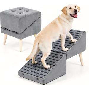 Dog Ramp Ottoman with Storage for Small Dogs,Dog Stairs for Couch