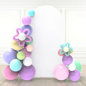 Babenest 5ft White Wedding Arch, Spandex Fitted Arch Backdrop for Photography, Round Top Chiara Stand Cover for Party Ceremony Birthday Baby Shower Anniversary Decoration