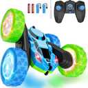 Remote Control Car for Kids RC Stunt Cars with Cool Wheel Lights 360 Rotating Boys Toys for Ages 6 7 8 9 10-12 Kids Gift Ideal(Blue&Green)