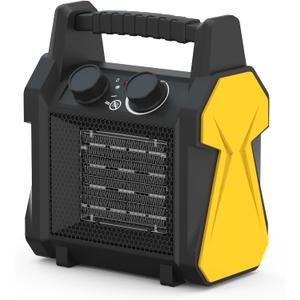 Buyplus Outdoor Heater, 1500W Patio Heater for Garage, Portable Electric Space Heaters with Overheat Tip-Over Protection, PTC Ceramic Space Heaters for Garage, Greenhouse, Indoor Outdoor Use,Yellow