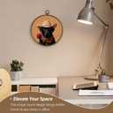 XBBMGG Western Cowboy Black Labrador Dog Wall Art, Funny Animal Red Rose Valentines Day Gift Round Wall Hanging Decor, Romantic Dog Framed Canvas Prints for Living Room Bedroom Decorations, 10x10in