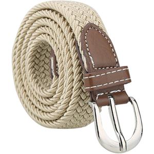 Women Elastic Stretchy Braided Woven Alloy Buckle Casual Belt Width 1 Inches