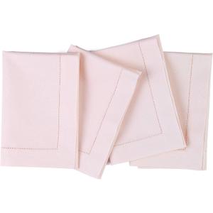 Solino Home Pink Napkins Set of 4 - Cotton Linen Hemstitch Dinner Napkins Cloth 20 x 20 Inch for Mothers Day, Spring, Summer - Handcrafted and Machine Washable