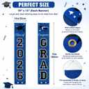 2 x 2026 Graduation Decorations Blue Congrats Grad Banner Class of 2026 Decorations Congratulations Banner for Grad Party Decorations High School College Graduation Party Supplies Indoor Outdoor