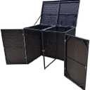 Weatherproof Rattan Bin Storage Shed, Double Garbage Bin Enclosure for Outdoor Garden Backyard 26"x44"x41"
